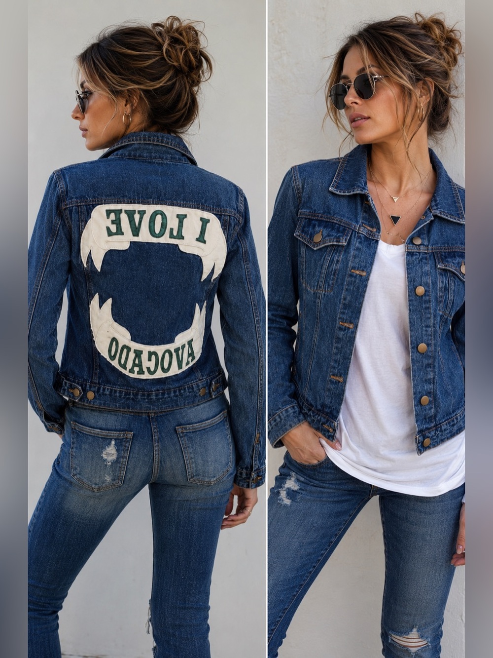 HIGH HEELS SUICIDE “I Love Avocado” Denim Jacket Small Graphic Back Jean Jacket